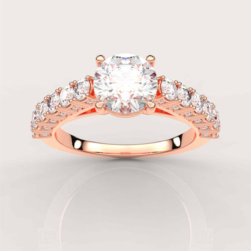 A classic Diamond Engagement Ring with side round accent diamonds with IGI Certified Lab Grown Diamond