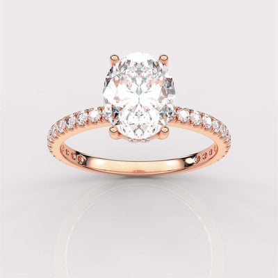 A Diamond Prong Concealed Halo Engagement Ring with IGI Certified Lab Grown Diamond