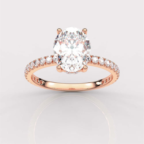 A Diamond Prong Concealed Halo Engagement Ring with IGI Certified Lab Grown Diamond