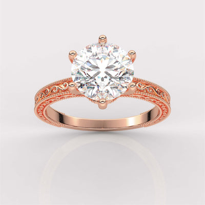 Artisan Engraved Engagement Ring with IGI Certified Lab Grown Diamond