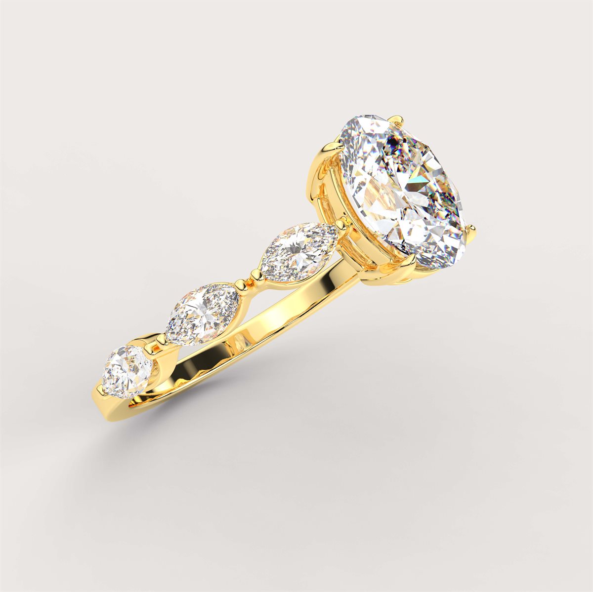 Diamond Solitaire Engagement Ring with Side Stones with IGI Certified Lab Grown Diamond