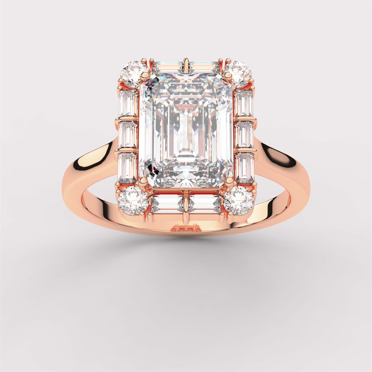 Diamond Engagement Ring with Round and Baguette Accents with IGI Certified Lab Grown Diamond