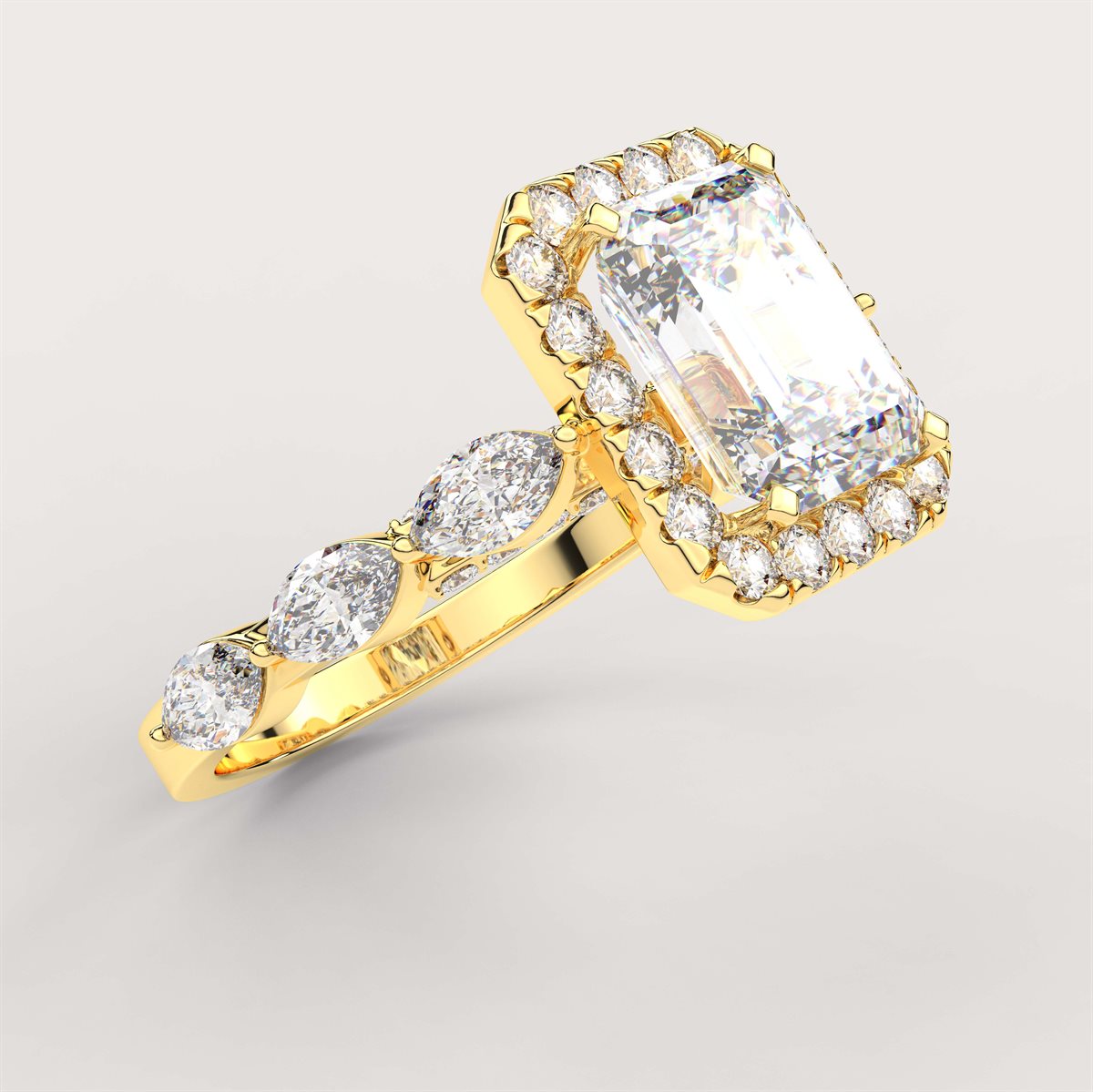 Elegant Diamond Halo Engagement Ring with Marquise Accents






 with IGI Certified Lab Grown Diamond
