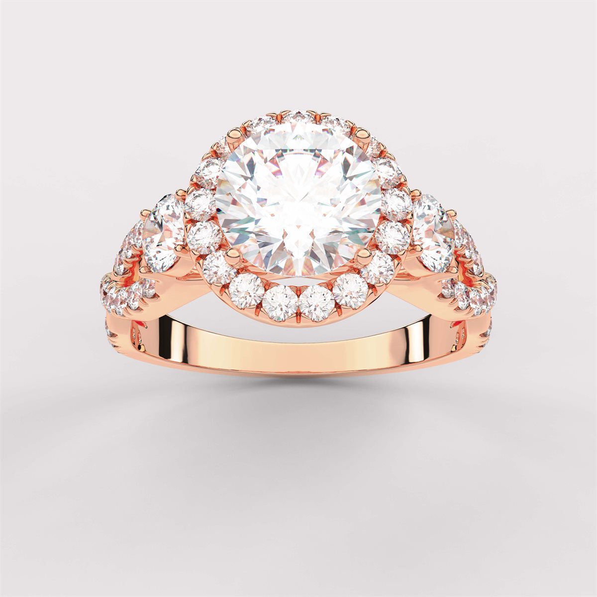 Diamond Swirl Halo Engagement Ring with IGI Certified Lab Grown Diamond
