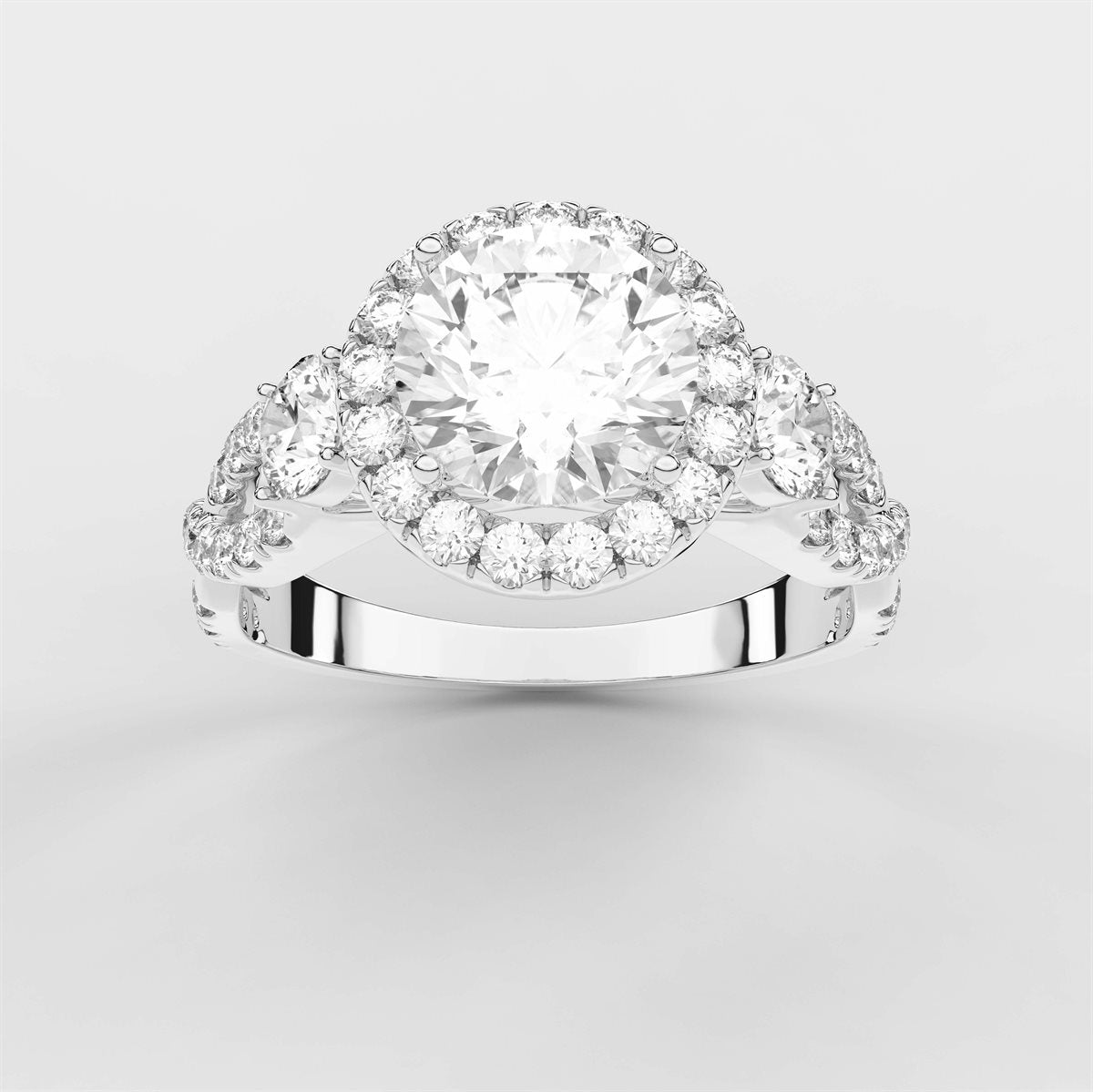 Diamond Swirl Halo Engagement Ring with IGI Certified Lab Grown Diamond