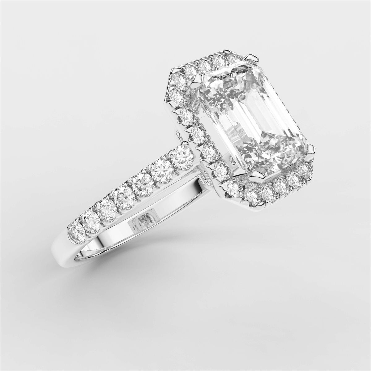 Surrounded Center Diamond Engagement Ring with IGI Certified Lab Grown Diamond