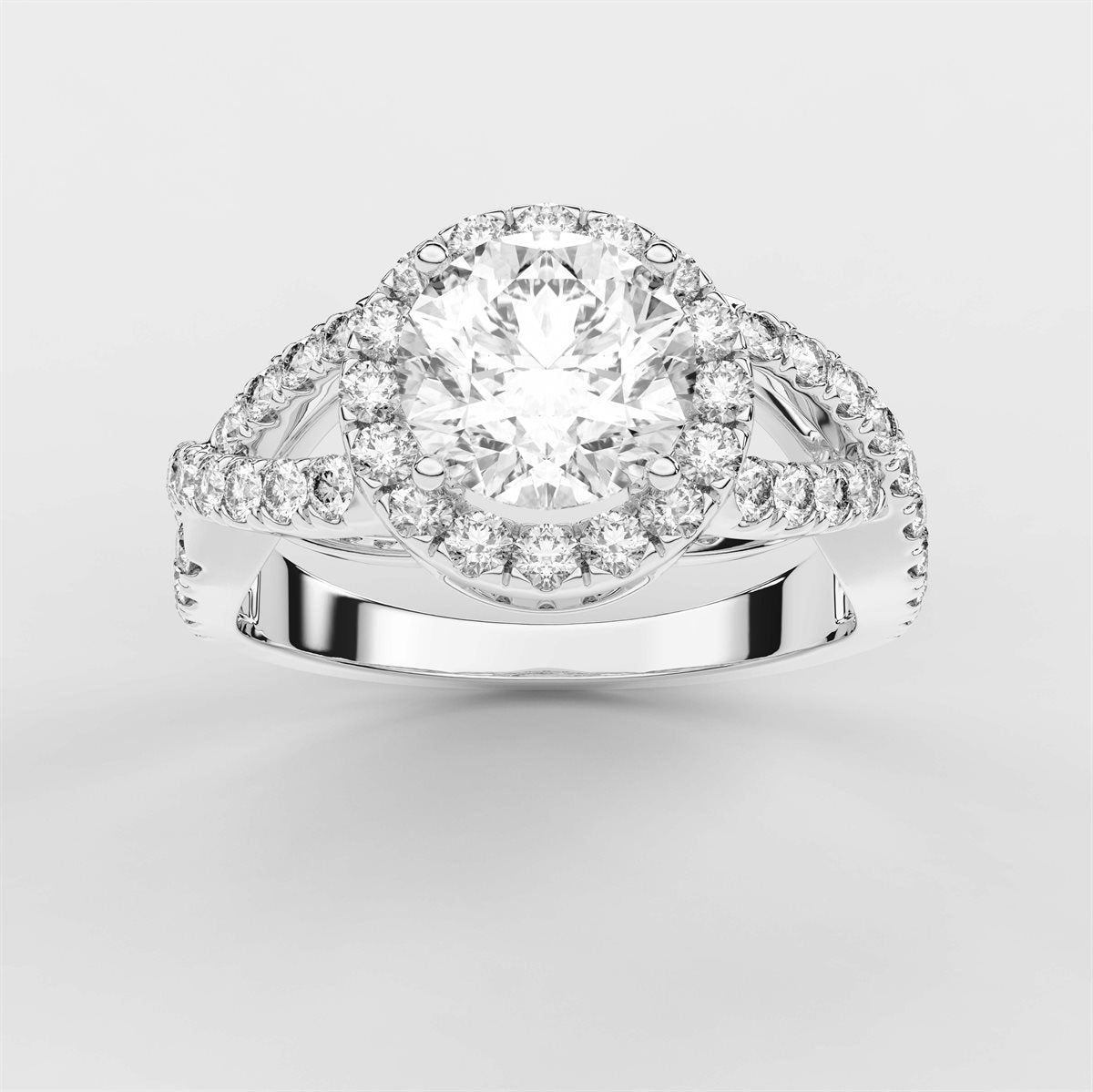 Unique Twisted Shank Diamond Engagement Ring with IGI Certified Lab Grown Diamond