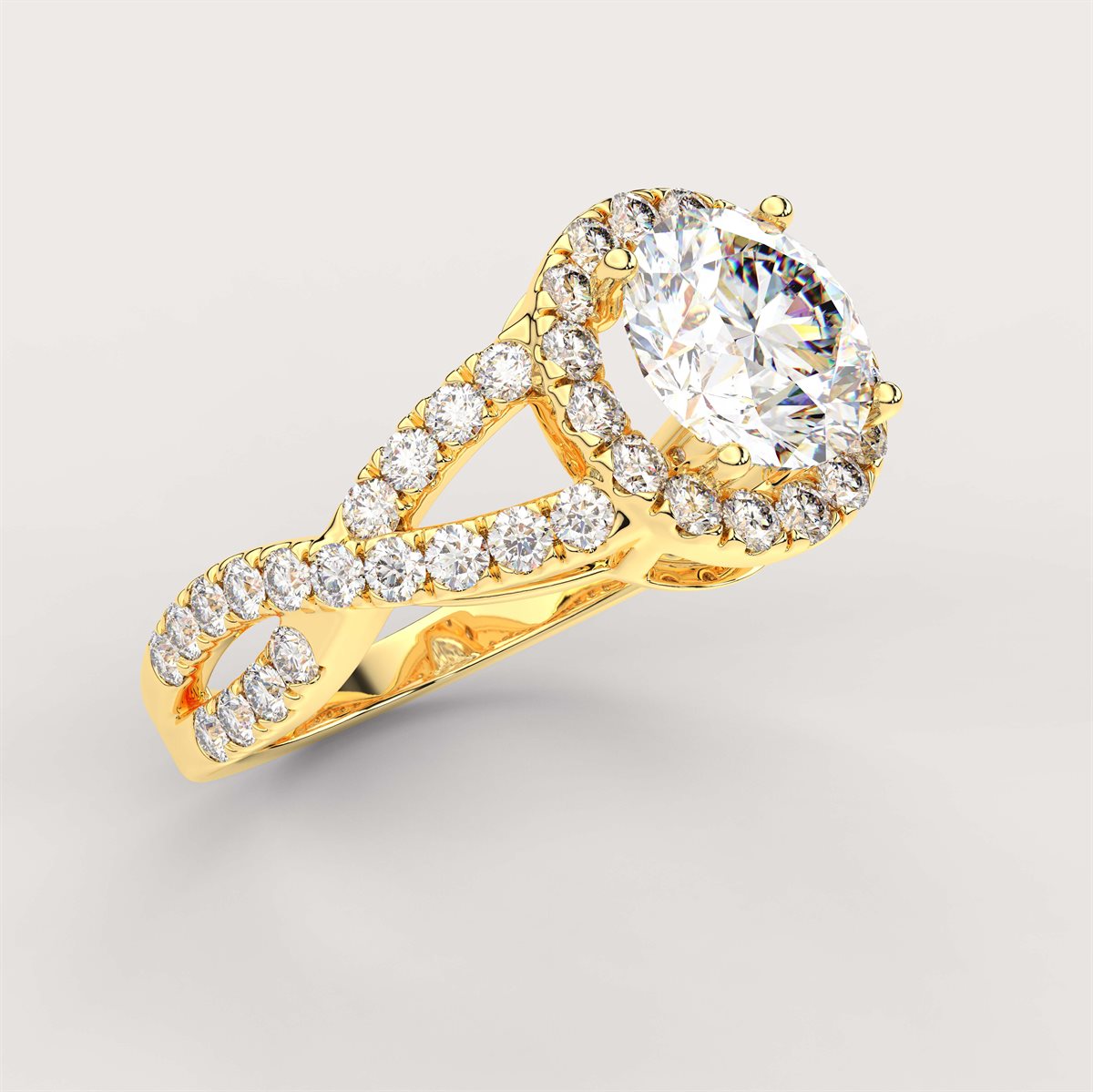 Unique Twisted Shank Diamond Engagement Ring with IGI Certified Lab Grown Diamond