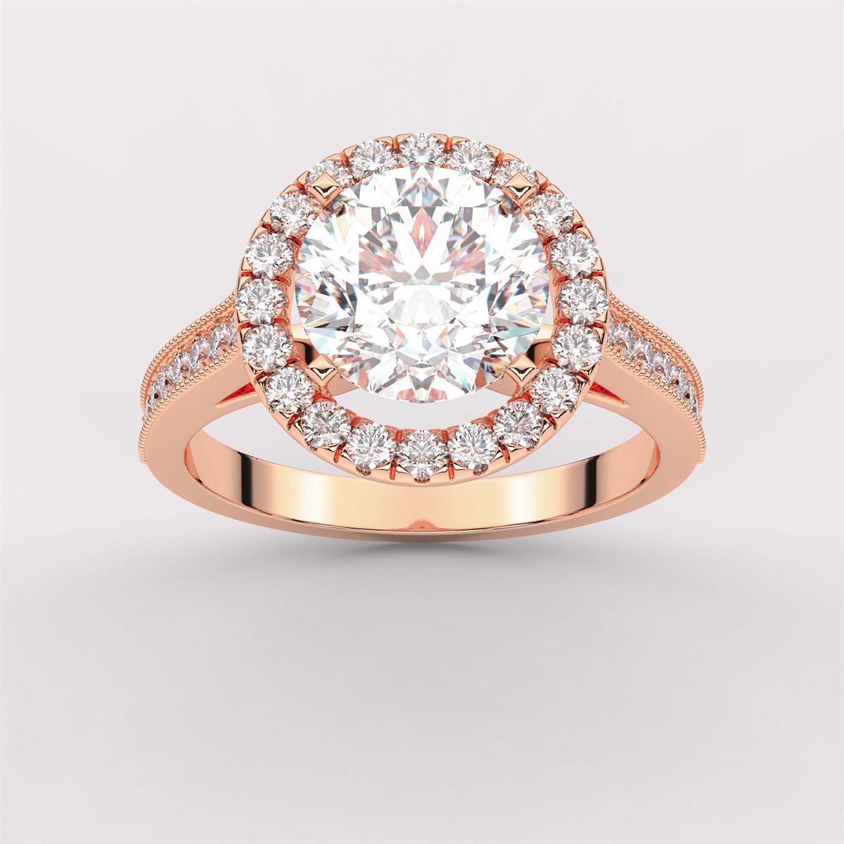 Diamond Channel Halo Engagement Ring with IGI Certified Lab Grown Diamond