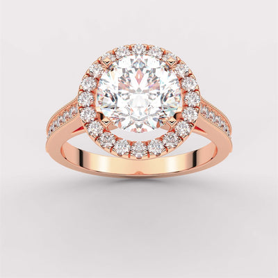 Diamond Channel Halo Engagement Ring with IGI Certified Lab Grown Diamond