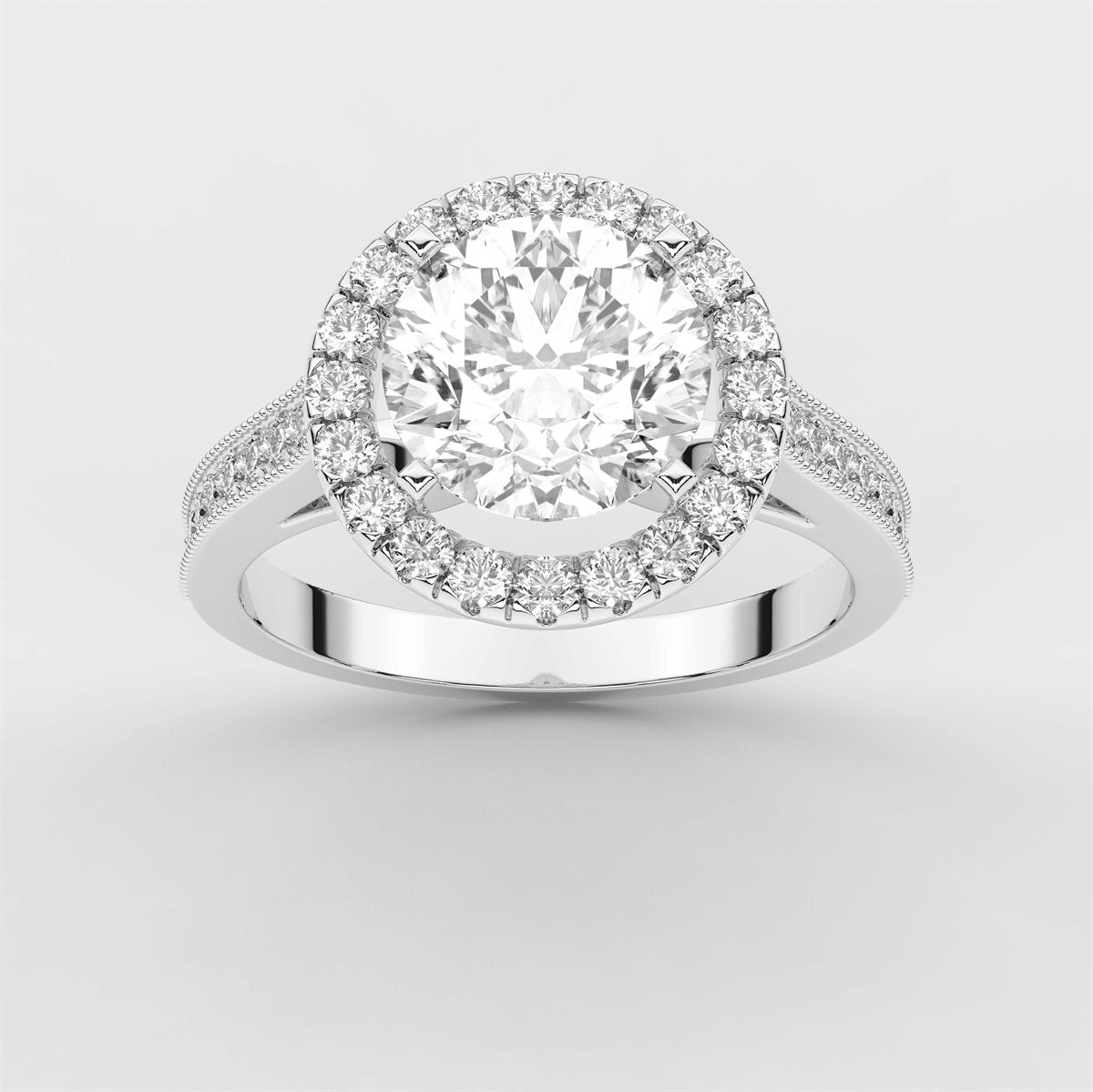 Diamond Channel Halo Engagement Ring with IGI Certified Lab Grown Diamond