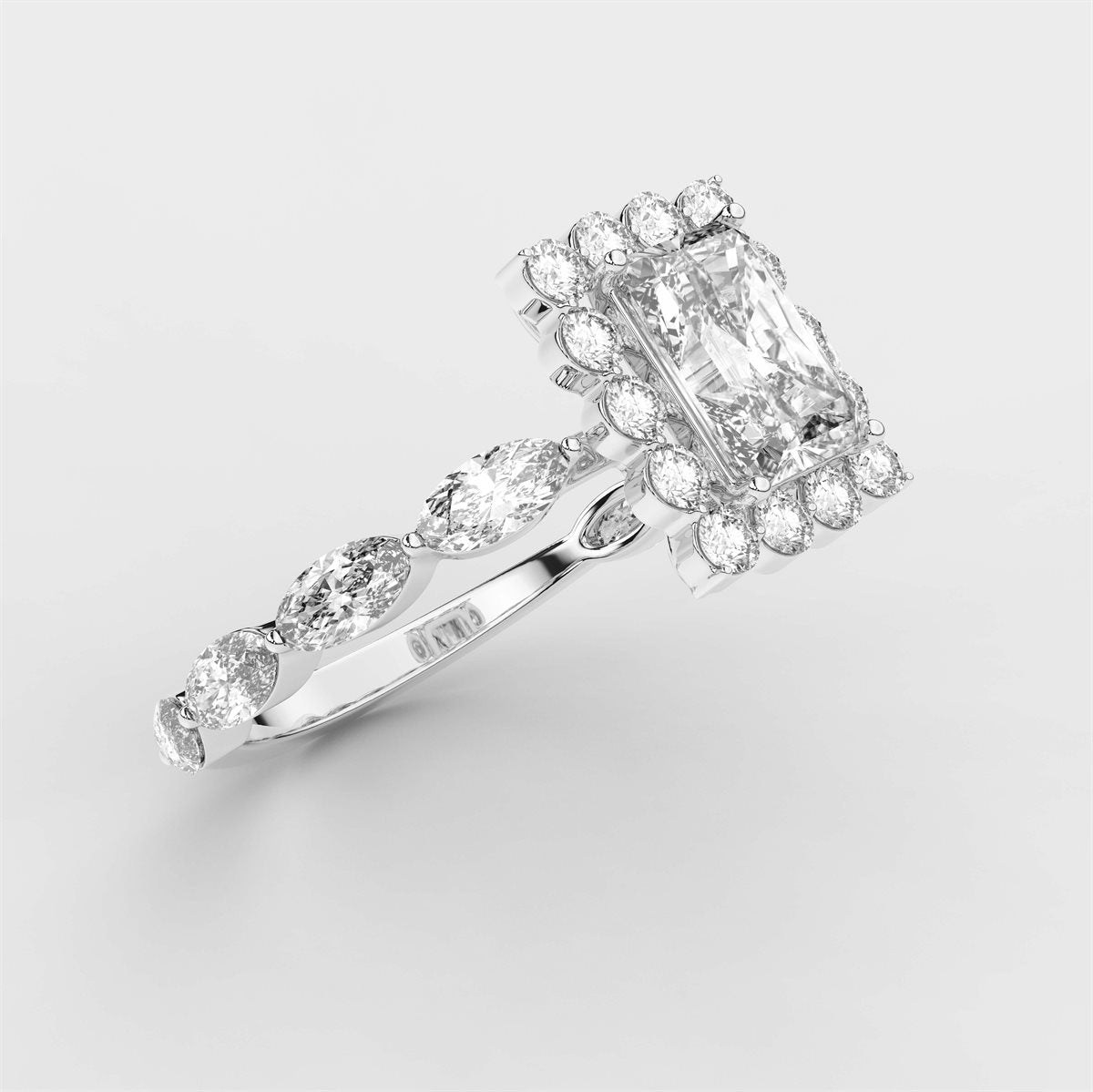 Fancy Pink Floating Diamond Halo Engagement Ring with IGI Certified Lab Grown Diamond