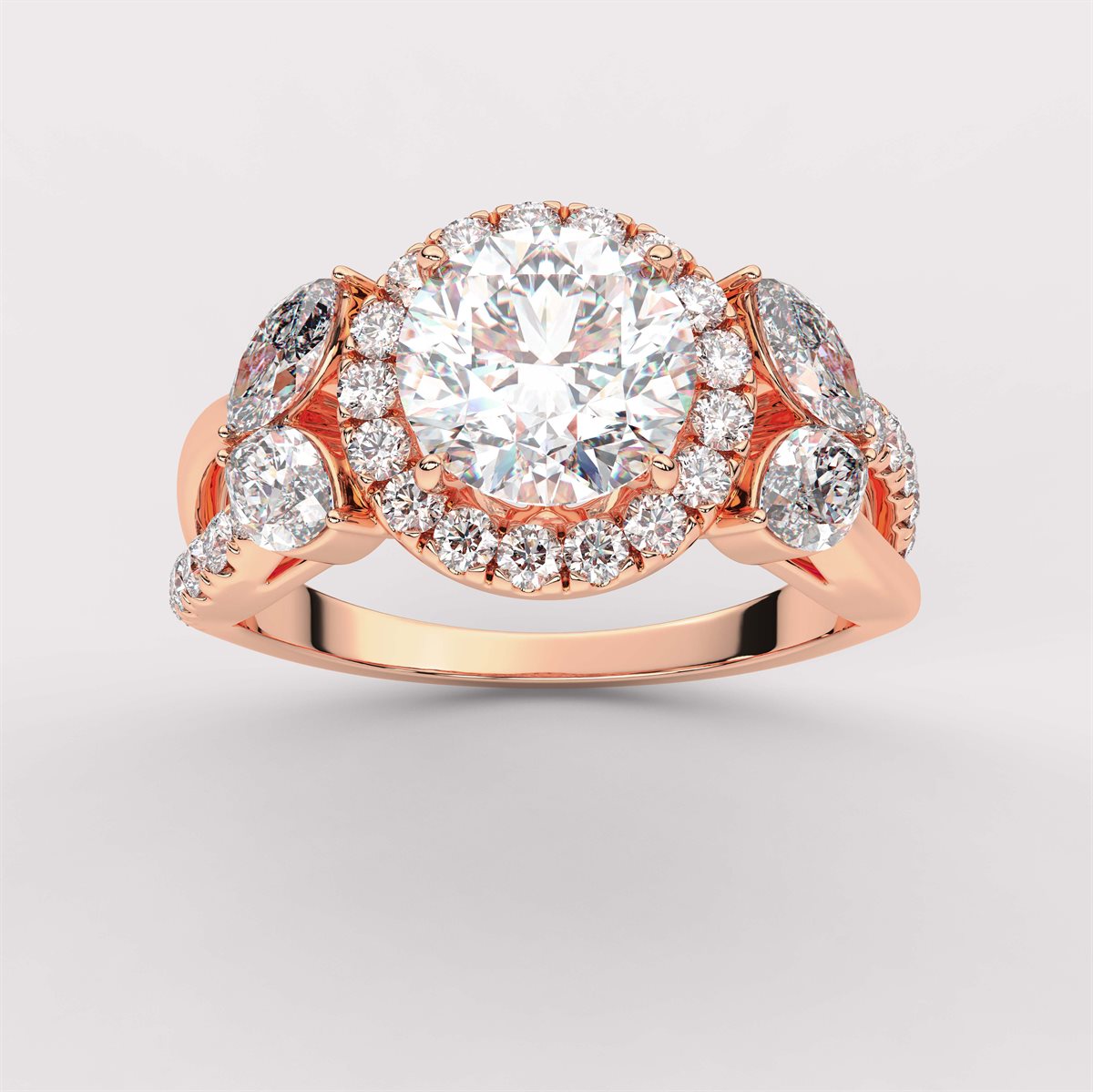 Round cut engagement ring with IGI Certified Lab Grown Diamond