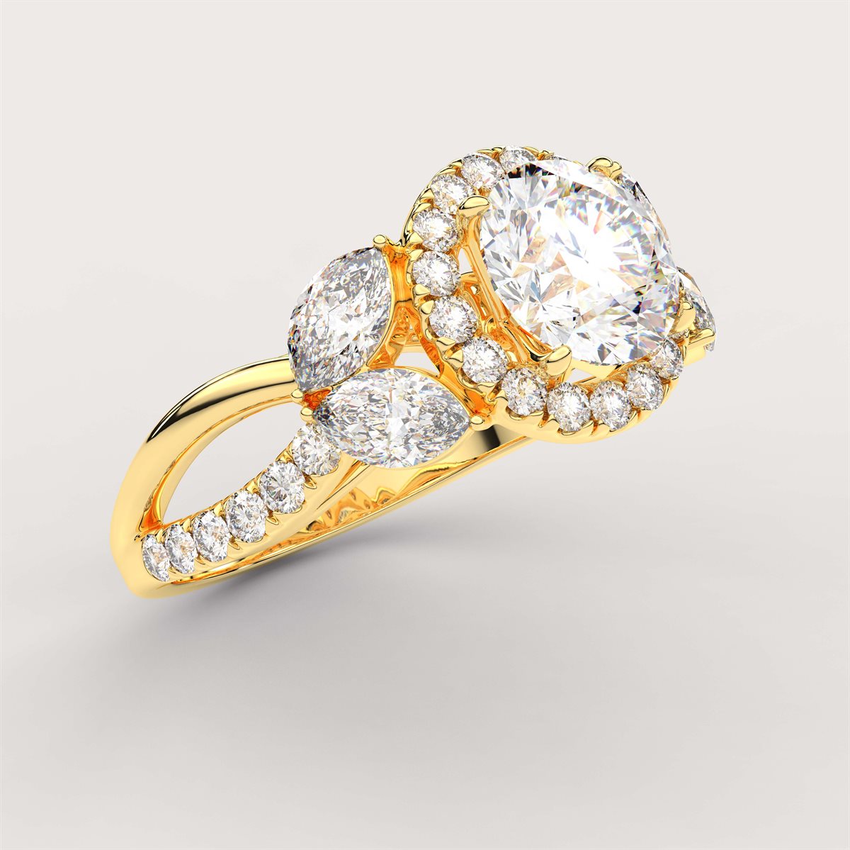 Round cut engagement ring with IGI Certified Lab Grown Diamond