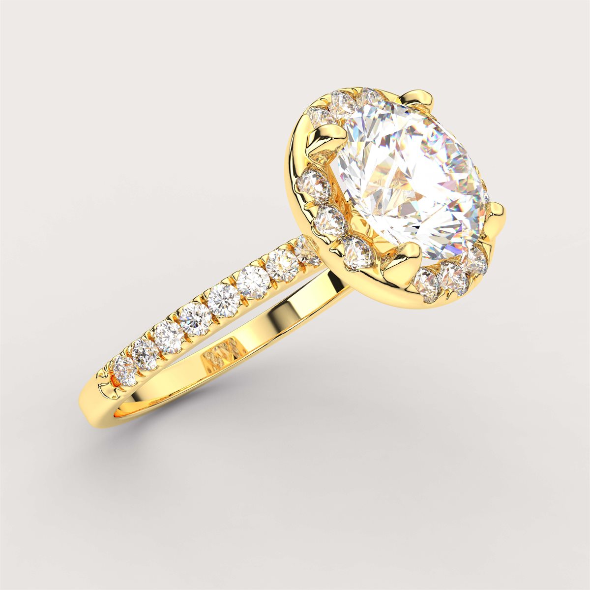 Diamond Hidden Halo Engagement Ring with IGI Certified Lab Grown Diamond