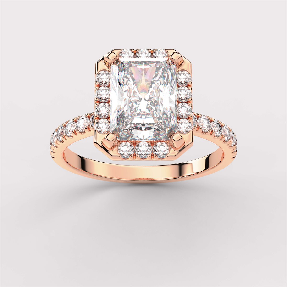Diamond Halo Engagement Ring with IGI Certified Lab Grown Diamond