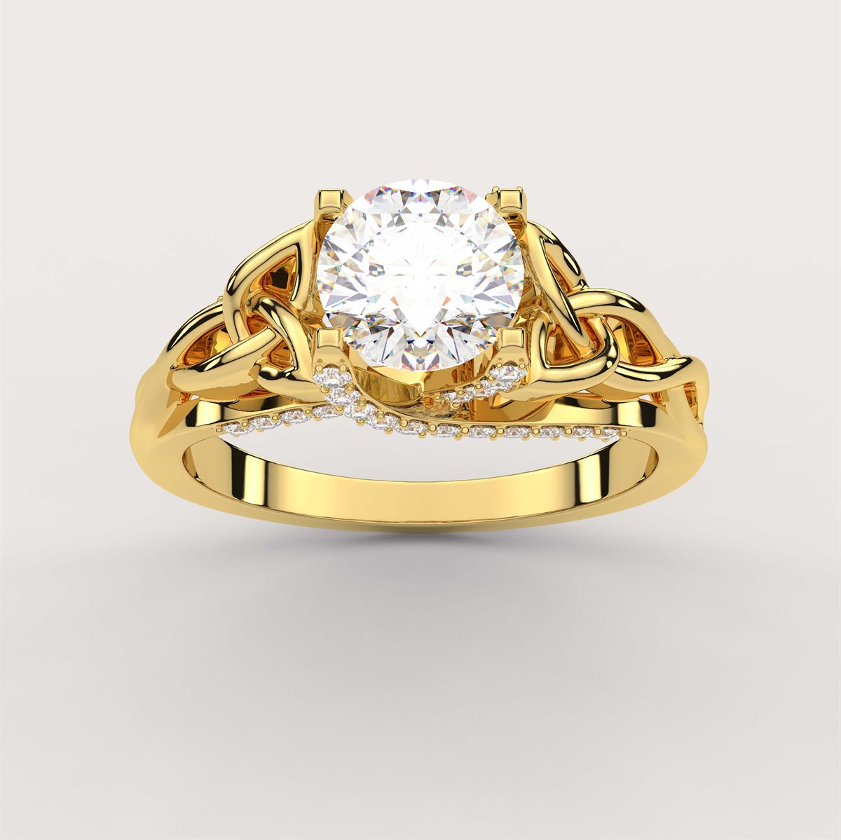 Diamond Twist Side Stone Engagement Ring i with IGI Certified Lab Grown Diamond