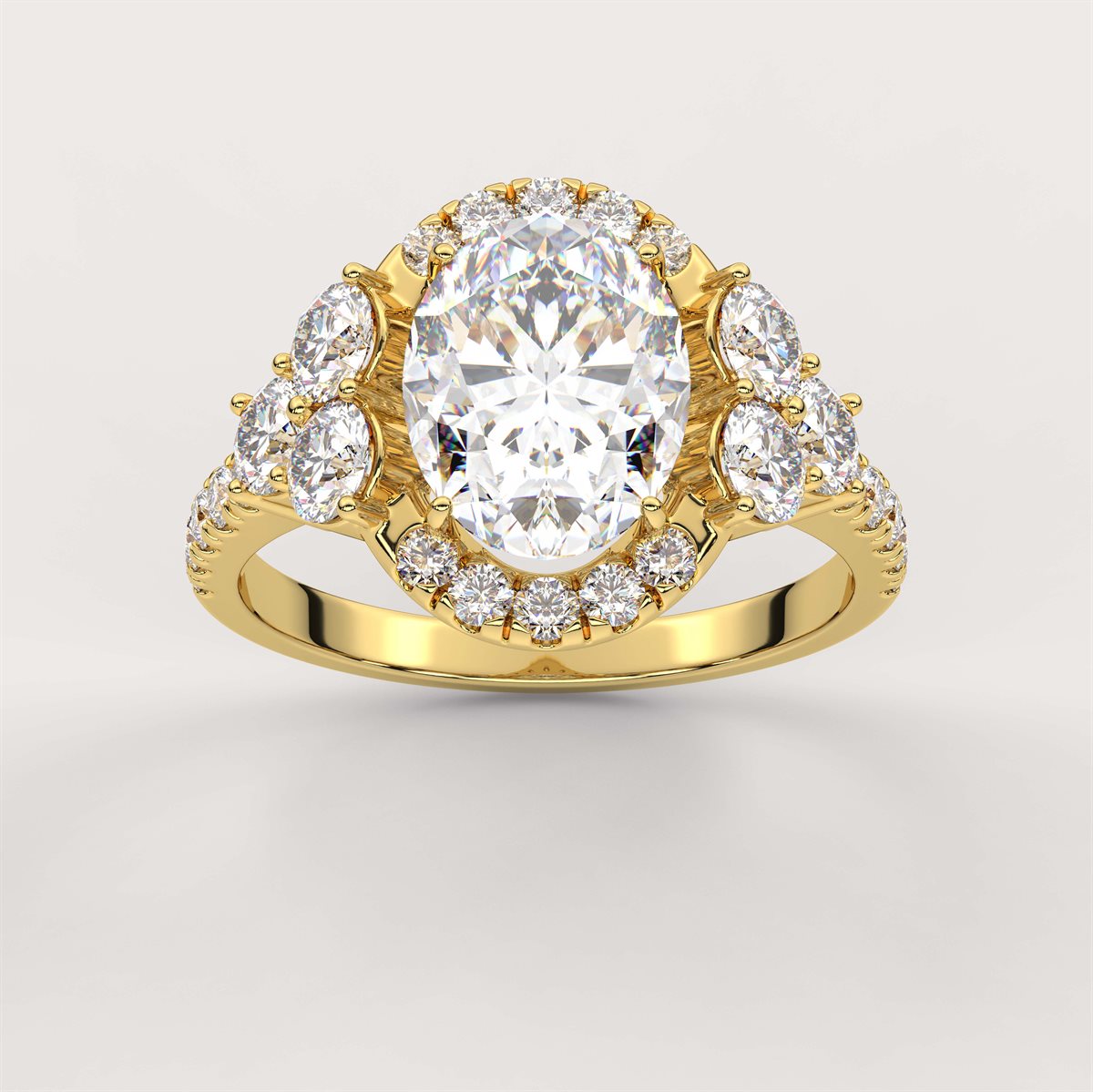 Side Accent Diamond Engagement Ring with IGI Certified Lab Grown Diamond