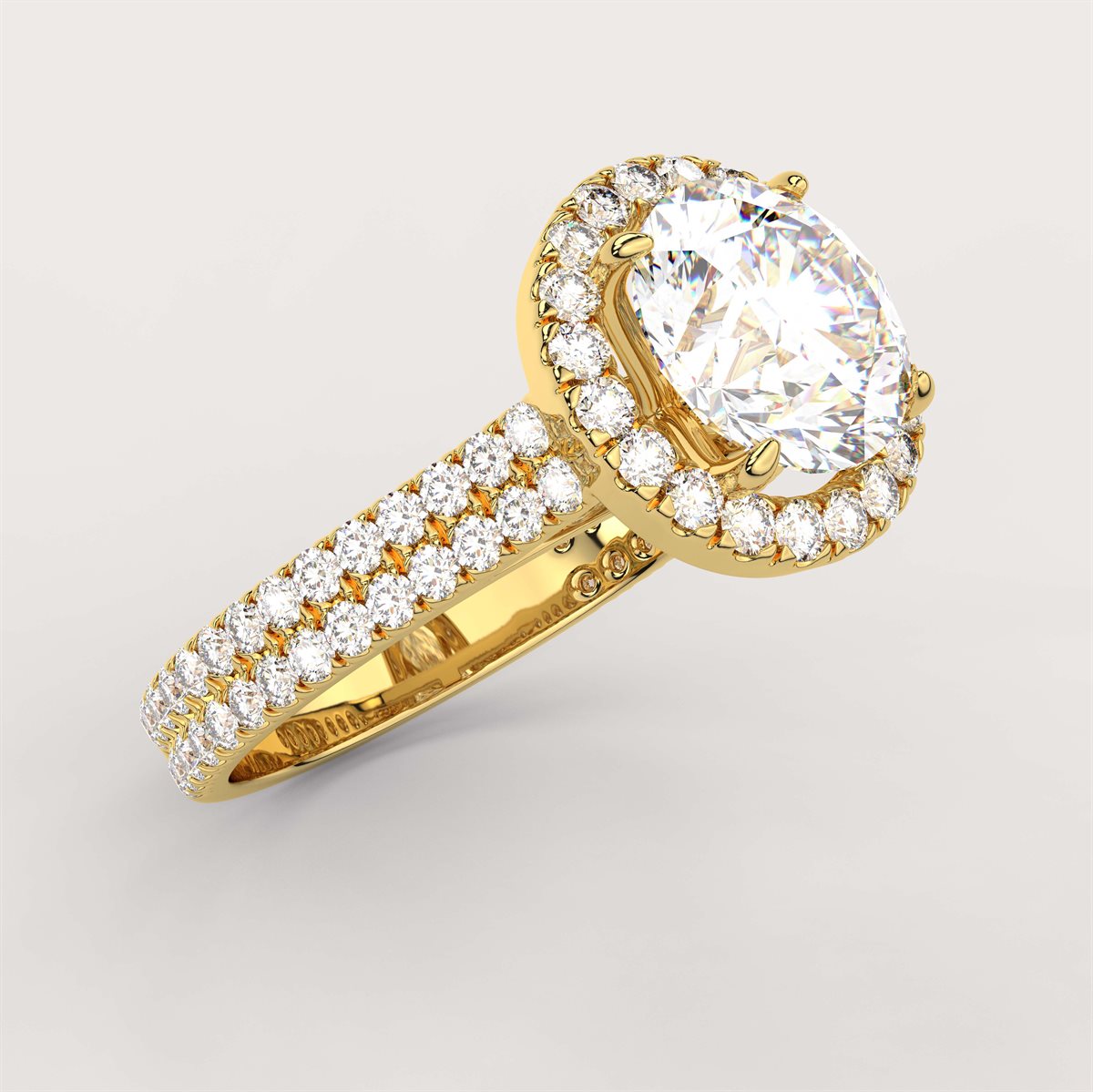 Diamond Double Row Halo Engagement Ring with IGI Certified Lab Grown Diamond
