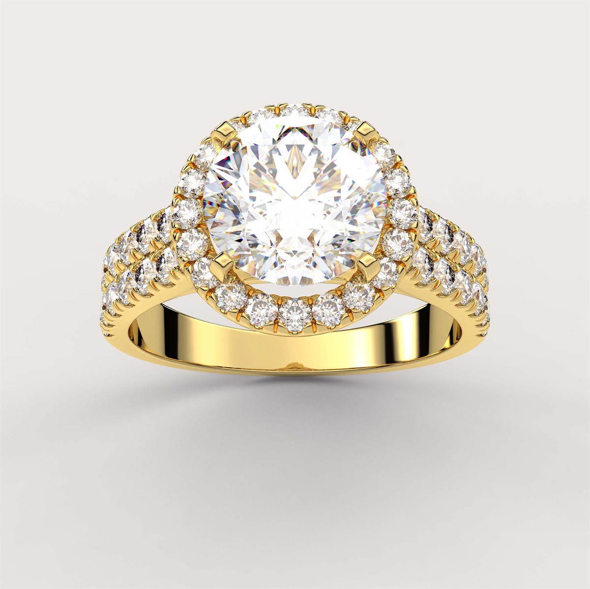 Diamond Engagement Ring with split curved head with IGI Certified Lab Grown Diamond